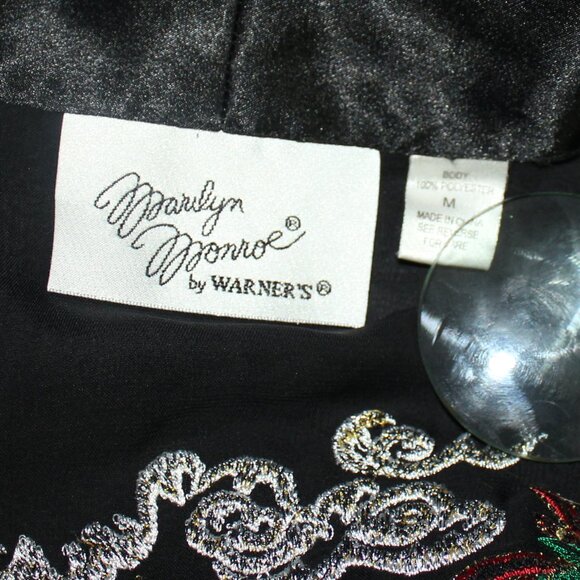 Marilyn Monroe by Warner's Womens  Black Sheet Dragon Embroidered Robe sz Medium - Picture 5 of 9